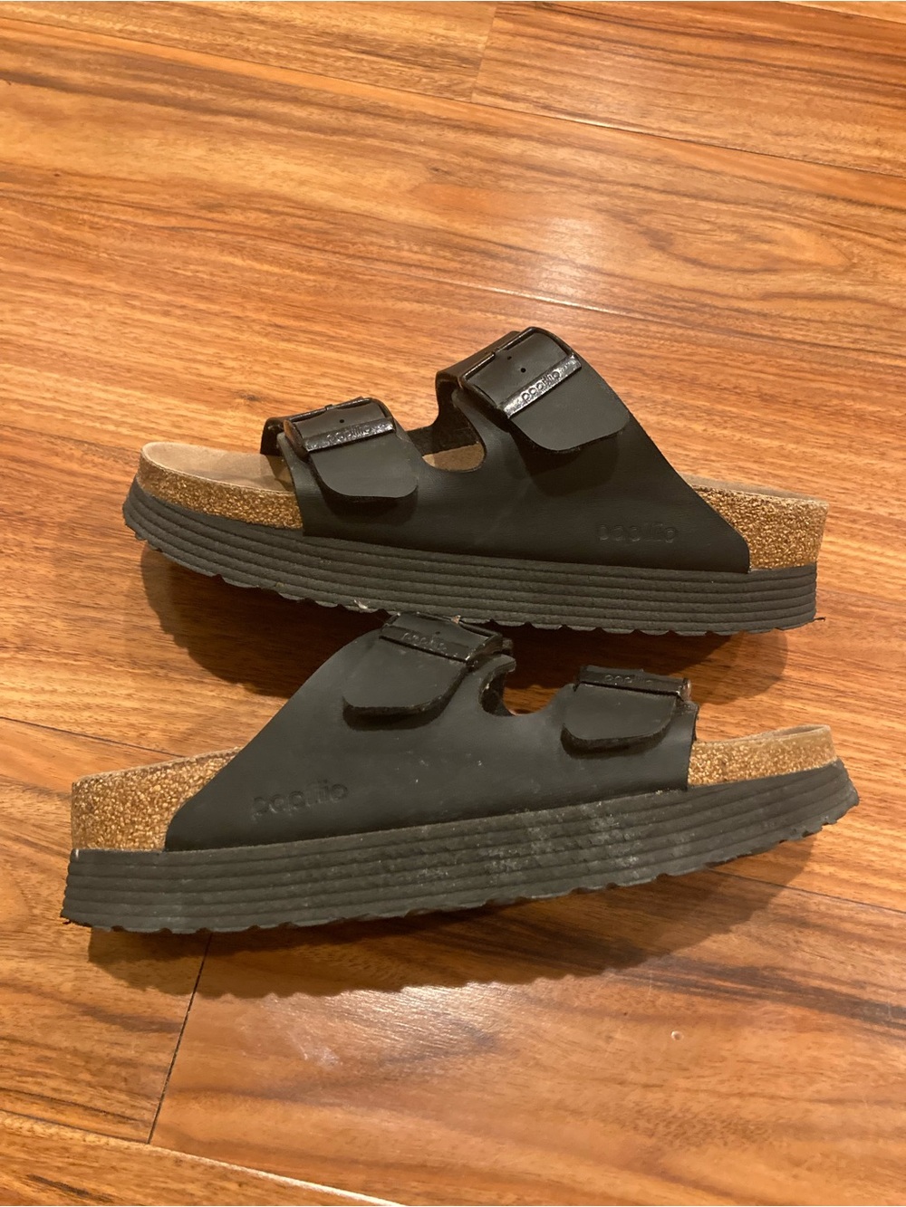 Papillio Arizona Sandals Women's EU 40 Black Vegan Platform Double Strap Slide